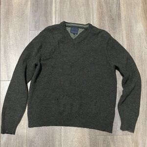 Vedoneire Mens 100% Wool Sweater Pullover Long Sleeve V-Neck